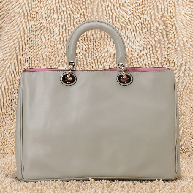 Christian Dior diorissimo nappa leather bag 0901 grey with silver hardware - Click Image to Close